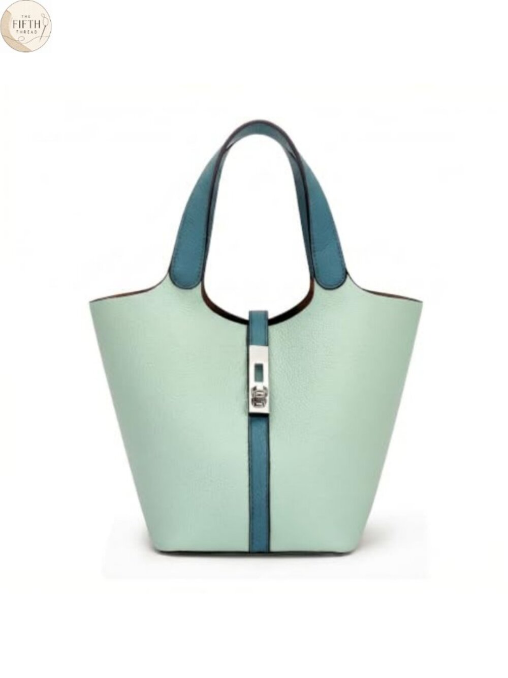 Vegan Leather Bucket Tote Bag with Removable Zipper Pouch